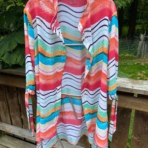 Peter Nygard Red, Orange, blue green and white Swim Coverup